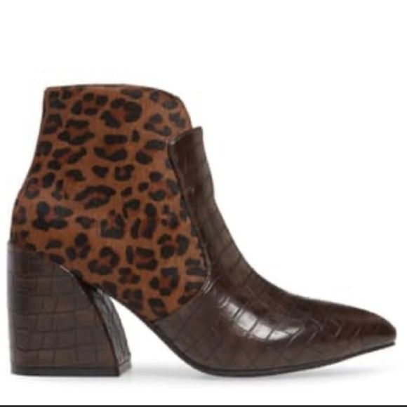 New! Jeffrey Campbell Bentlee Boot size 6 Croc Embossed & Cheetah - Picture 2 of 13
